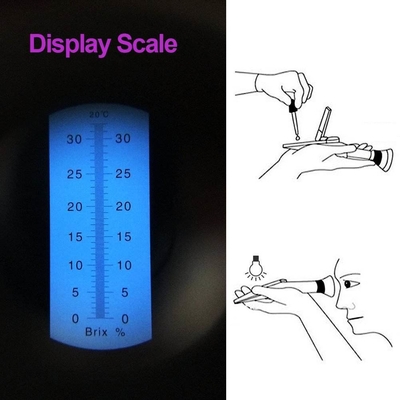 Customized Handheld Refractometer Brix 0-32% for Measuring Sugar in Juice and Fruits