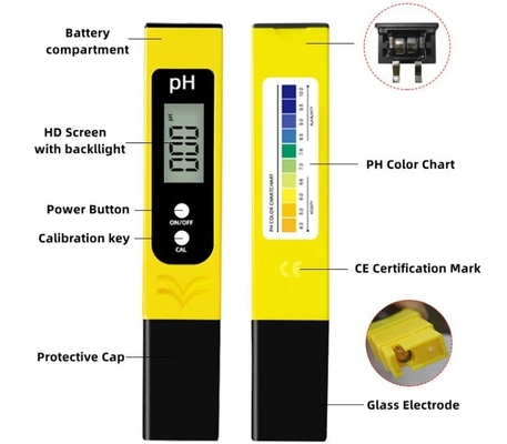 Yellow LCD Digital PH Pen Water Tester Pocket Portable PH Meter Tester for Water