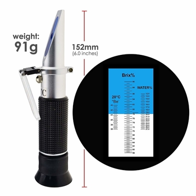 Compact Portable Brix Refractometer 0-40% Brix and 0-25% Alcohol Range for Wine Sugar