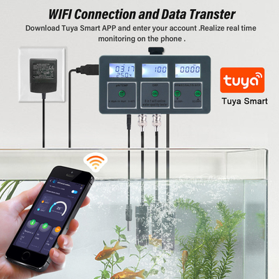 Lab Pool Water Tester Tuya WiFi 8 in 1 Digital PH/TEMP/ORP/PPM/EC/SALT/S.G/CF Testing