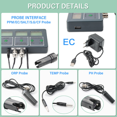 Lab Pool Water Tester Tuya WiFi 8 in 1 Digital PH/TEMP/ORP/PPM/EC/SALT/S.G/CF Testing