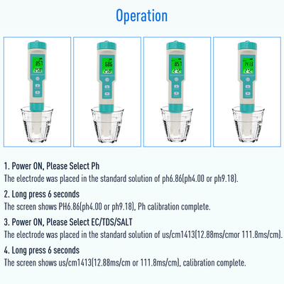1PPM 1MV 1US/CM 0.01PH Newest 7 in 1 Digital pH Tester for Multi Parameter Testing
