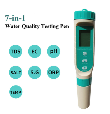 7-in-1 Digital Water Tester PH Meter/TDS/EC/Salinity/SG/ORP/TEMP Convenient and Results