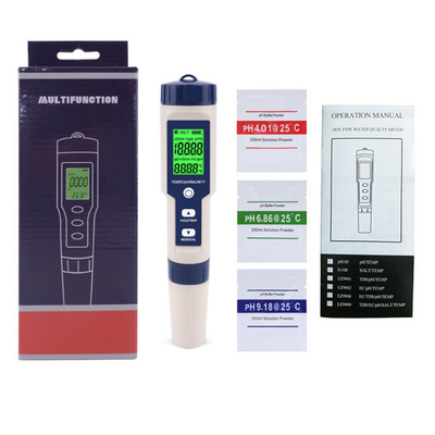 Multiparameter pH Meter 5 in 1 TDS/EC/Salinity/TEMP Tester with Replaceable Electrode