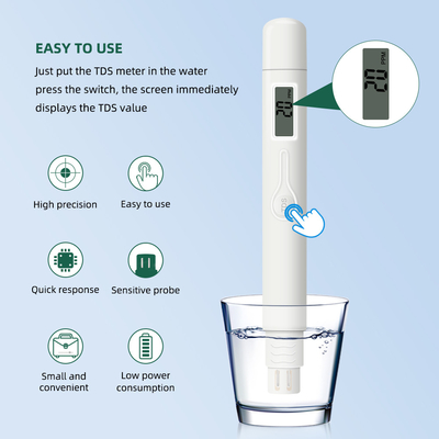 Highly Accurate TDS Meter One-Button Pen Type 0-9990ppm Measuring Range ±2% Accuracy