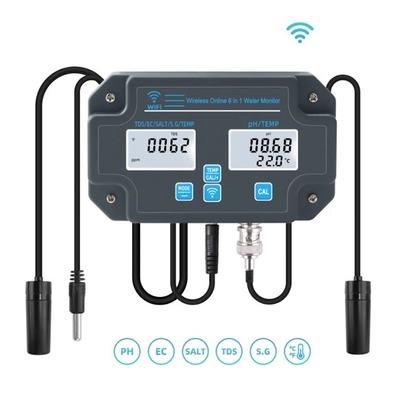 Customized Wifi Water Tester PH-3988 6 in 1 Salt S.G.Temp PH EC TDS Meter for Aquariums