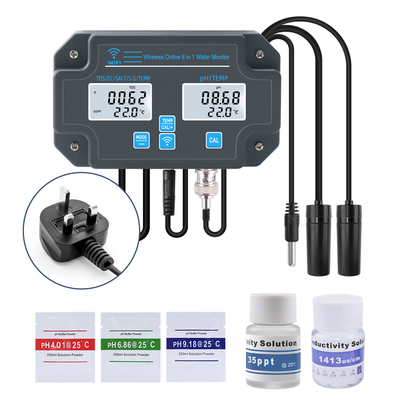 Customized Wifi Water Tester PH-3988 6 in 1 Salt S.G.Temp PH EC TDS Meter for Aquariums