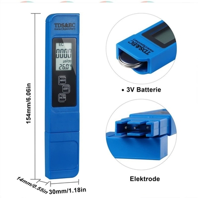 LCD Display 3 in 1 ATC Temperature TDS EC Meter Portable for Aquarium Pool Hydroponic