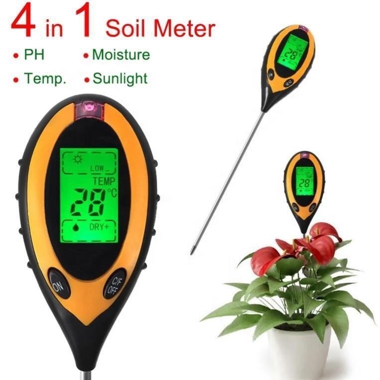 Plastics and Stainless Metal 4-in-1 Soil Fertility Tester for Garden Farm Greenhouse