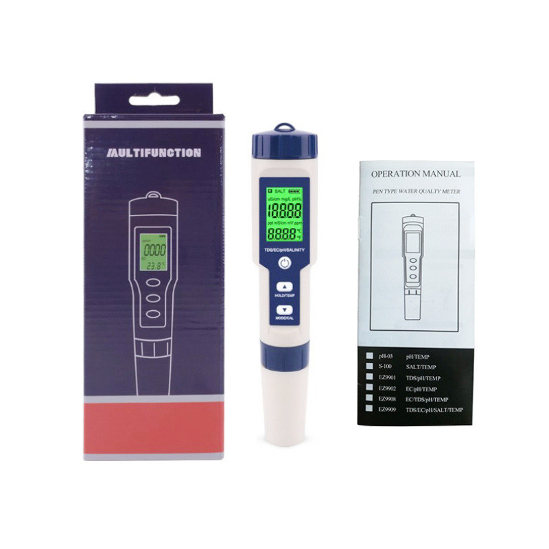 5 in 1 PH/Salinity/Temp/TDS/EC Testing Meter TP16 Water Digital Tester Ideal Detector