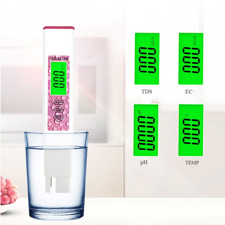 Back Light Display 4 in 1 Water Test Pen for Home Swimming Pool and Aquaculture Control